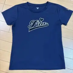 FILA フィラ　テニス　ロゴプリント ゲームシャツ　ネイビー　M