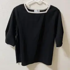ANSERI しまむら　スクエアネック五分袖Tシャツ