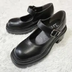byあしながおじさん 厚底ストラップシューズ 24cm ブラック