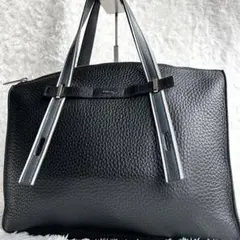 未使用級美品◎FURLA MAN GIOVE ビジネスバッグ シボ革 A4 黒