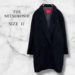 MITSUKOSHI ロングコート チェスターコート 防寒 日本製 ブラック L