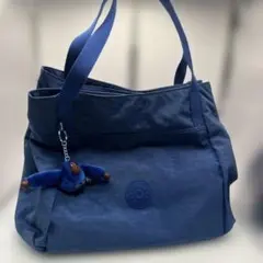 Kipling ブルー　 ハンドバッグ チャーム付き