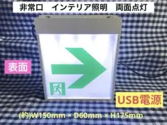 非常口両面点灯　USB電源　LEDインテリア照明 誘導灯