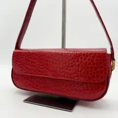 美品✨ zuccotto ショルダーバッグ クロコ型押し レッド エナメル