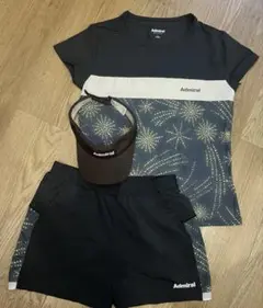 美品Admiral テニス Tシャツ ショートパンツ　バイザー　セットアップ　L