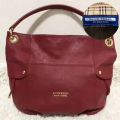 バーバリーブルーレーベル レザー ショルダーバッグ レッド 希少 レア