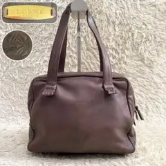 極上の逸品⭐️ロエベ アナグラム ナッパレザー ミニボストンバッグ ブラウン