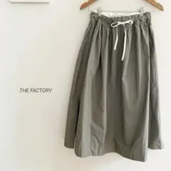 THE FACTORY サイドスリットコットンギャザースカート　カーキ7350