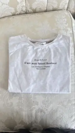 グレー テキストプリント Tシャツ 半袖