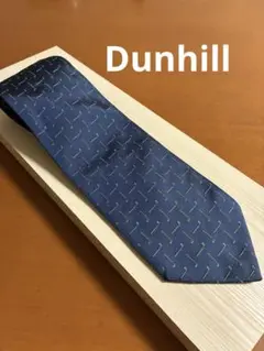 Dunhill ゴルフクラブ柄ネイビー シルク ネクタイ