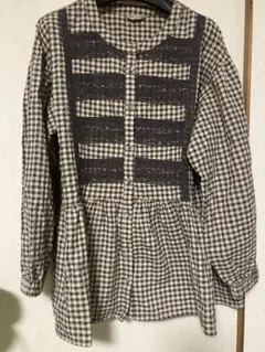 【新品未使用品】Samantha Mos2チェック柄レース長袖シャツ　大き目