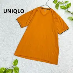 ✨美品　UNIQLO メンズ　Vネック　半袖　Tシャツ オレンジ　大きい　L