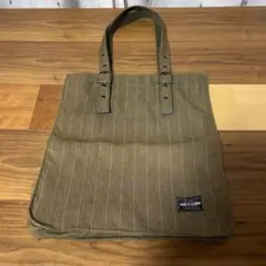 【即発送】大容量トートバッグ ピンストライプ柄 カーキ A4サイズも入る◎