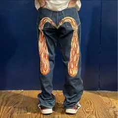 希少】ビックカモメ evisu エビスジーンズ 32×34 ファイヤーパターン
