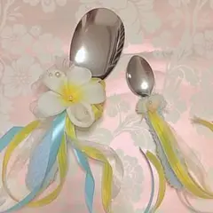 ウェディングスプーン2本セット♡プルメリア&シェル♡ファーストバイト