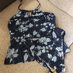 セパレート水着 ネイビー フラワーパターン