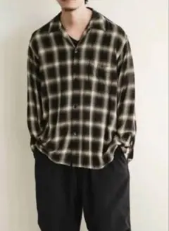 comoli コモリ　レーヨンチェック オープンカラーシャツ　1