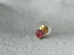 ete K18YG フルール 誕生石ピアス ピンクトルマリン 片耳
