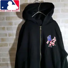 MLB マジェスティック ジップアップ パーカー ワンポイントロゴ 古着