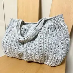 100%コットン♪模様編みのミニトートバッグ
