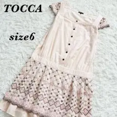 TOCCA トッカ　ワンピース　フレンチスリーブ　大きめサイズ　刺繍　ピンク