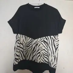 お値引き交渉承ります。ゼブラ柄 半袖Tシャツ 黒/白