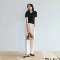 新品未使用タグ付き　TuckテレコクルーネックTシャツ　ブラック