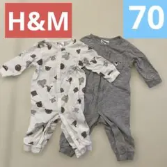 H&M 動物柄ロンパース 2点セット70