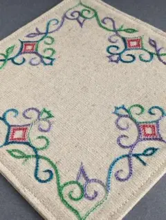 アイヌ文様　刺繍　角形ドイリー