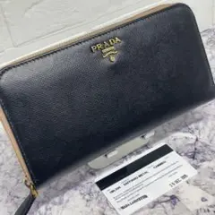 63 極美品 PRADA プラダ サフィアーノ ラウンドファスナー 長財布