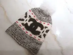 レア! 美品 CHANEL ファー ウールニット帽 シャネル