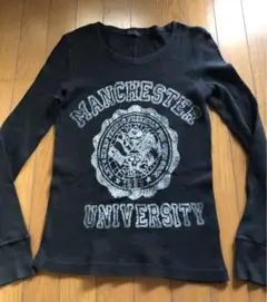 プリントリブカットソー タイトフィット スカル 黒