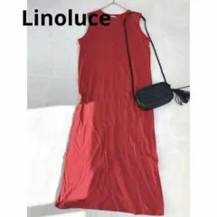 r54 Linoluce ノースリーブ ロングワンピース レッド L綿