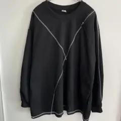 新品 韓国 レディース 2way 配色 ステッチ 肩あき ロンT