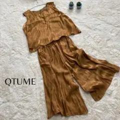 【QTUME 】セットアップ　サテン　シャイニー　ブラウン　パーティ　38 M