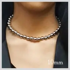 10mm シルバー ボールチェーンネックレス シンプル 即日発送 韓国 軽量