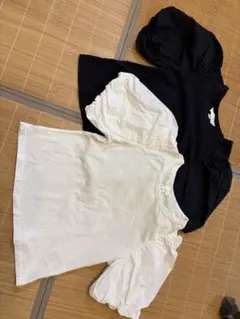 ボリューム袖　半袖Tシャツ 2色セット 白 黒 160/88A