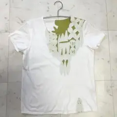 JURGEN LEGL ヨーガンレール Tシャツ 花柄アート 白×緑 ピチT S