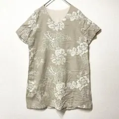SenaTokyo 花柄　刺繍　チュニック　グレージュ　半袖