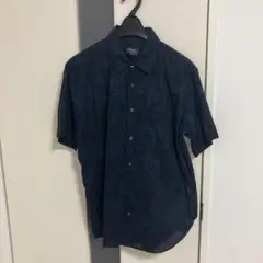 Taimen 半袖シャツ Mサイズ ダークブルー 葉柄