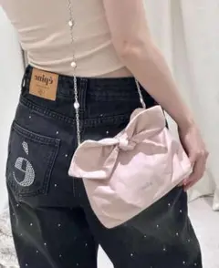 épine ribbon Pearl & Bijou chain bag ピンク