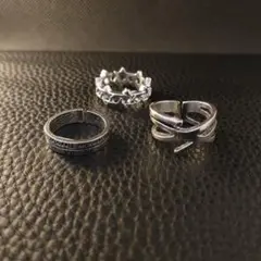 3点セット シルバーオープンリングセット 切りっぱなし メキシカン ヴ