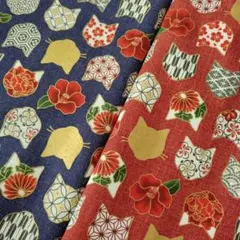 ★セール★　合計1メートル　キルトゲイト QUILT GATE 百花繚乱　猫と椿