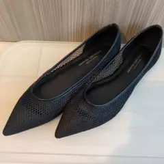 美品GREEN LABEL メッシュフラットシューズ ブラック　23cm