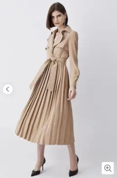 《新品》KAREN MILLEN トレンチ ロングワンピース キャメル 金釦 S