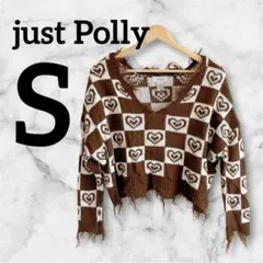 一点もの✨just Polly ハート柄チェックニット S 秋冬