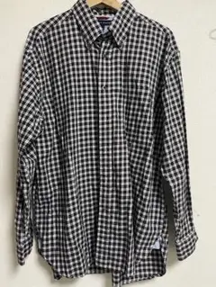 TOMMY HILFIGER チェック柄 長袖シャツ Lサイズ　紺×赤ライン