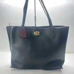$ COACH ブラックレザートートバッグ
