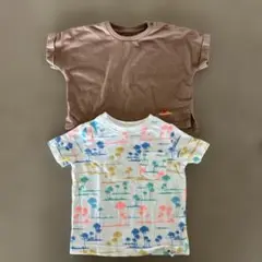 ブラウンTシャツとパームツリー柄Tシャツセット