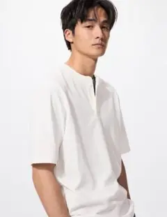 ドライワッフルヘンリーネックTシャツ ユニクロ